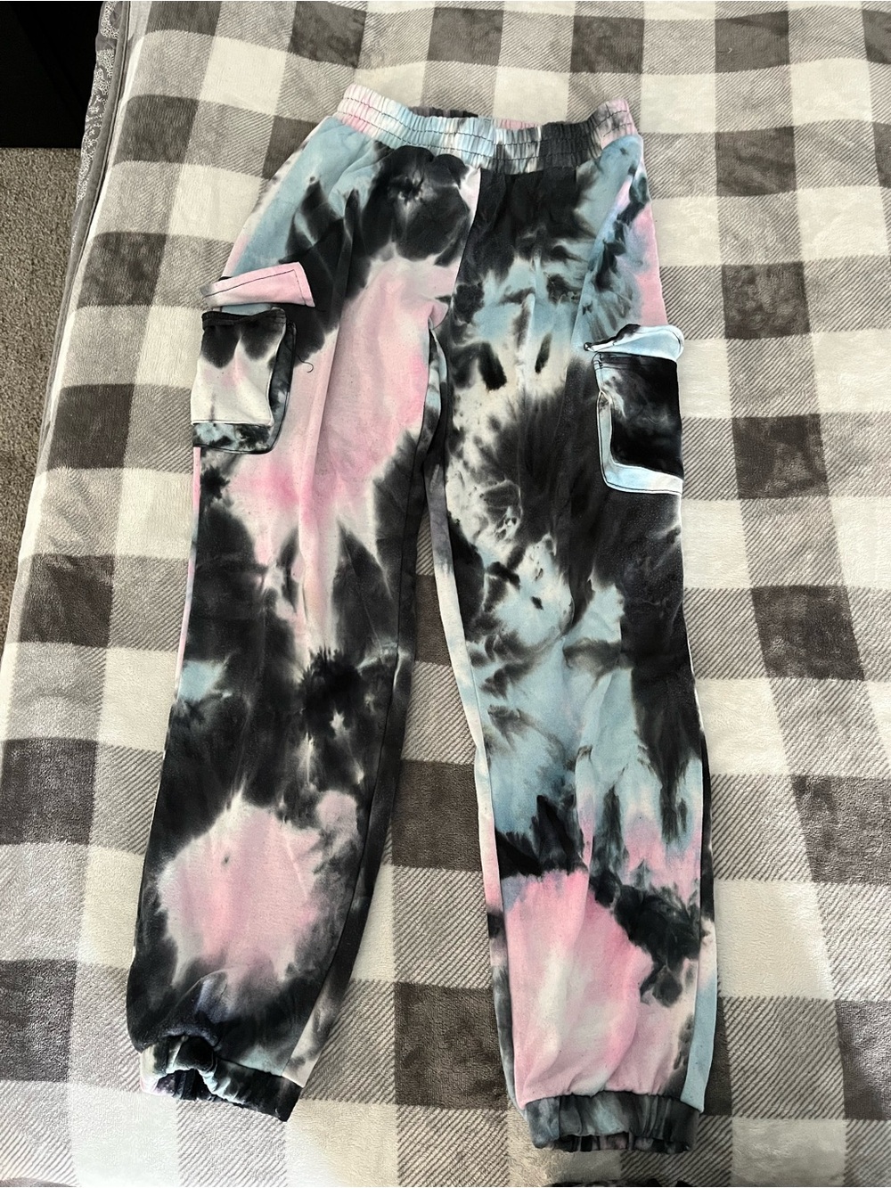 Rue21 Tie-Dye Cargo Joggers - Pink, Blue & Black